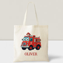 かわいい消防車と消防士