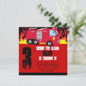 かわいい消防車のエンジン誕生日パーティー招待状 招待状 (スタンド正面)