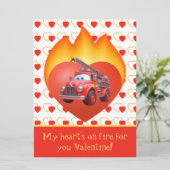 かわいい消防車のバレンタインデー シーズンカード (スタンド正面)