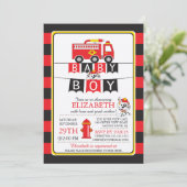 かわいい消防車のベビーシャワー招待状 招待状 (スタンド正面)