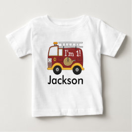 かわいい消防車の子供の誕生日 パーソナライズされた ベビーTシャツ