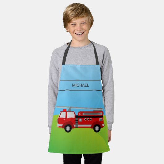 かわいい消防車の消防士の子どもたち エプロン