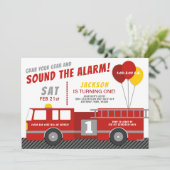 かわいい消防車の誕生日パーティーの招待状 招待状 (スタンド正面)