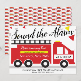 かわいい消防車の車の紙吹雪1st誕生日