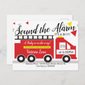 かわいい消防車の車ベビーシャワー紙吹雪インヴィ ポストカード (正面/裏面)