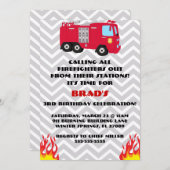 かわいい消防車エンジン誕生日パーティーの招待 招待状 (正面/裏面)