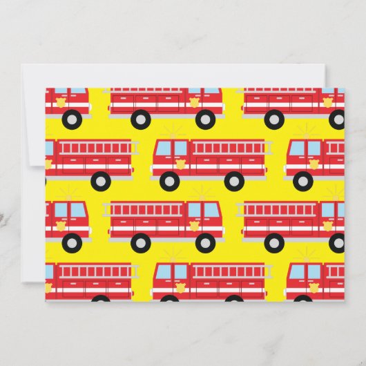 かわいい消防車キッズ1st誕生日パーティー 招待状 (裏面)