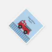 かわいい消防車パーソナライズされた誕生日 スタンダードカクテルナプキン (角)