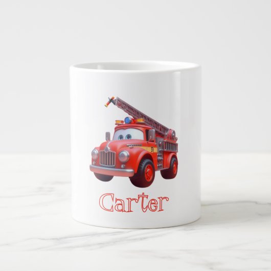 かわいい消防車 ジャンボコーヒーマグカップ (正面)