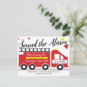 かわいい消防車 輸送用コンフェッティ 1歳の誕生日 ポストカード (スタンド正面)