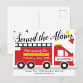 かわいい消防車 輸送用コンフェッティ 1歳の誕生日 ポストカード (正面/裏面)