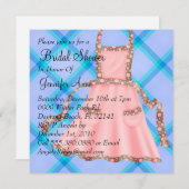 かわいい淡いピンクのエプロンシェフのブライダルシャワーの招待 招待状 (正面/裏面)