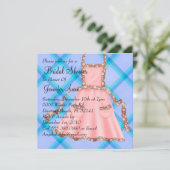 かわいい淡いピンクのエプロンシェフのブライダルシャワーの招待 招待状 (スタンド正面)