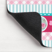 かわいい淡いピンク及び青くガーリーなパターン マウスパッド (コーナー)