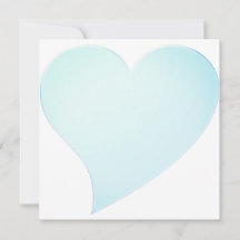 かわいい淡い色のアクアブルー大ハートバレンタインデーのカード