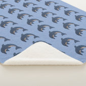 かわいい深いの青と白のジャンピングイルカのグループ シェルパブランケット (3/4)