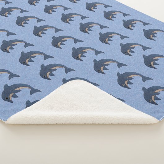 かわいい深いの青と白のジャンピングイルカのグループ シェルパブランケット (3/4)