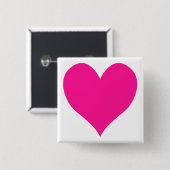 かわいい深いピンクハート 缶バッジ (正面&裏面)
