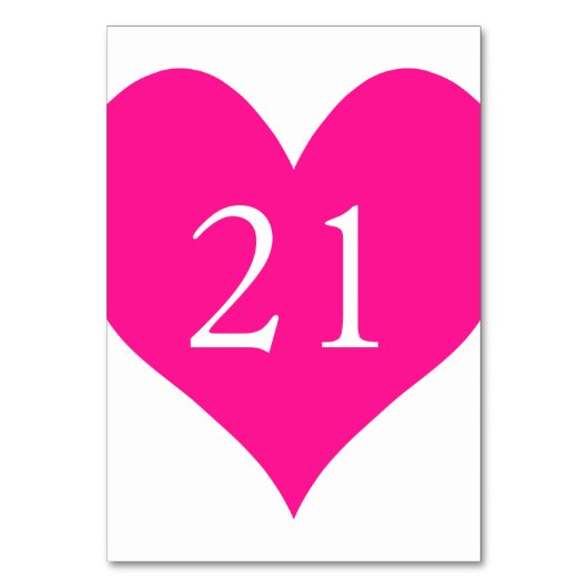 かわいい深いピンク番号ハート テーブルナンバー (正面)