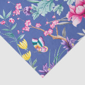 かわいい深いブルーフローラ&蝶パターン 薄葉紙 (詳細)