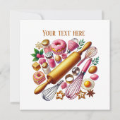 かわいい混合ベーキングパーティー 招待状 (正面)