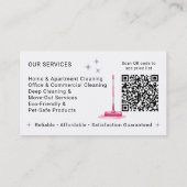 かわいい清掃サービスメイドイラストレーションQrコード 名刺 (裏面)