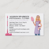 かわいい清掃サービスメイドイラストレーションQrコード 名刺 (正面)