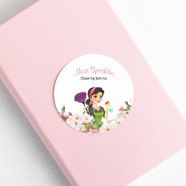 かわいい清掃サービスメイドビジネスステッカー ラウンドシール