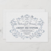 かわいい渦巻きとフロール 遊び心あふれるリハーサルディナー 招待状 (正面/裏面)