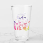 かわいい渦巻形のシルエット猫 タンブラーグラス (正面)