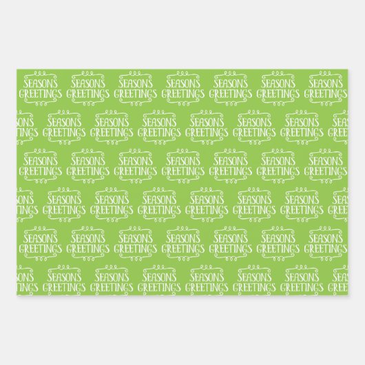 かわいい渦巻形のシーズングリーティングオーナメントクリスマス ラッピングペーパーシート (正面3)