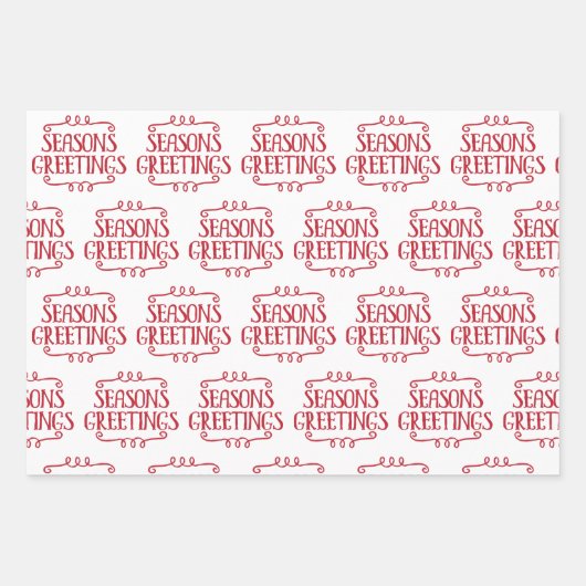 かわいい渦巻形のシーズングリーティングオーナメントクリスマス ラッピングペーパーシート (正面)