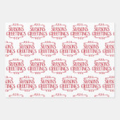 かわいい渦巻形のシーズングリーティングオーナメントクリスマス ラッピングペーパーシート (正面)