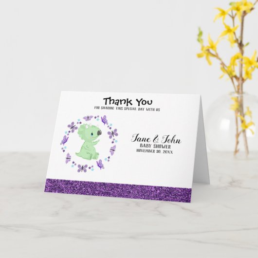 *～*かわいい渦蝶の赤ちゃんシャワーありがとう カード (黄色い花)