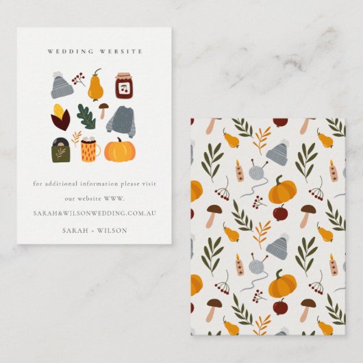 かわいい温かい秋のエッセンシャル結婚サイト エンクロージャーカード (正面/裏面)