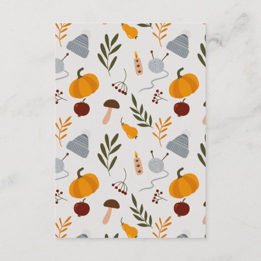 かわいい温かい秋のエッセンシャル結婚詳細 エンクロージャーカード (裏面)