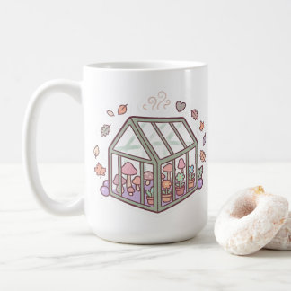 かわいい温室キノコピクセルマグ コーヒーマグカップ