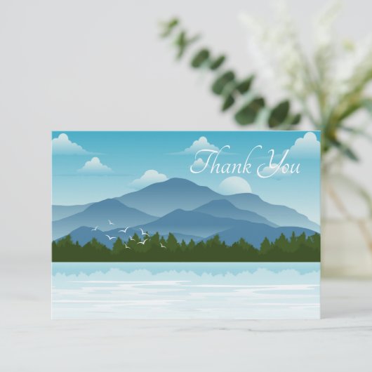 かわいい湖のシーン追加気持ち サンキューカード (スタンド正面)