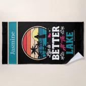 かわいい湖のライフワードアート ビーチタオル (正面)