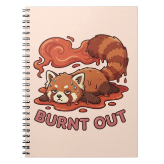 かわいい溶ける赤パンダのステッカー | Burnt Out ノートブック