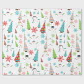 かわいい溶ける雪だるまファンキークリスマスツリー ラッピングペーパー (フラット)