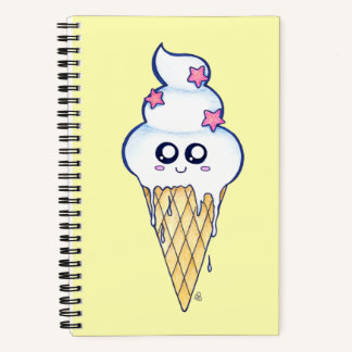 かわいい溶けアイスクリームコーン、かわいい漫画 ノートブック