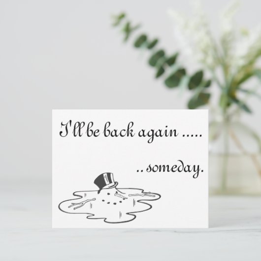 かわいい溶融雪だるま古いシルクトップハット シーズンポストカード (スタンド正面)