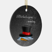 かわいい溶融雪だるま古いシルクトップハット セラミックオーナメント (右)