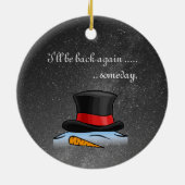 かわいい溶融雪だるま古いシルクトップハット セラミックオーナメント (裏面)