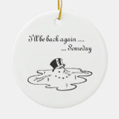 かわいい溶融雪だるま古いシルクトップハット セラミックオーナメント (正面)