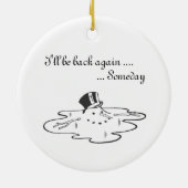 かわいい溶融雪だるま古いシルクトップハット セラミックオーナメント (裏面)