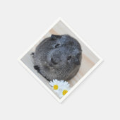 かわいい滑らかな銀アグイギニアブタとデイジー スタンダードカクテルナプキン (角)