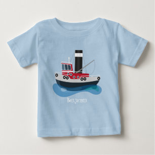 かわいい漁船のイラスト ベビーTシャツ