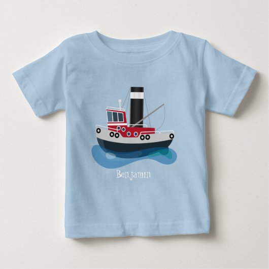 かわいい漁船のイラスト ベビーTシャツ (正面)